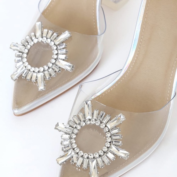 Lulus Silver Holographic Pointed Toe Heels - Picture 2 of 6